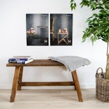 Sitzbank >Barcelona< in Braun, Teak - 90x45x25cm (BxHxT)