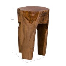 Hocker >Rose< in Braun, Teak - 26x40x26cm (BxHxT)