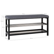 Schuhbank >Padova< in Grau, Stoff - 34x50x100cm (BxHxT)