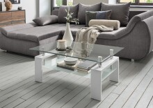 Couchtisch >126/302-11.11< in Weiß, Glas -...