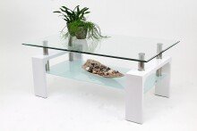 Couchtisch >126/302-11.11< in Weiß, Glas - 100x60cm (BxH)