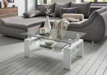 Couchtisch >126/302-11.11< in Weiß, Glas -...