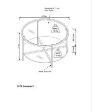 Couchtisch >2074-39< in Gold, Metall - 45x75cm (HxD)