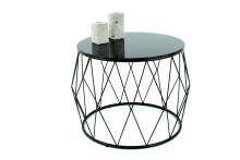 Beistelltisch >2079< in Schwarz, Metall - 51x60cm...