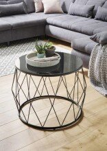 Beistelltisch >2079< in Schwarz, Metall - 51x60cm...