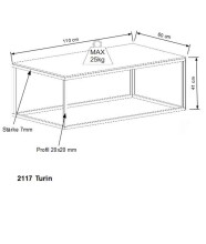 Couchtisch >2117-01< in Aluminium Silber Unikat, Metall - 110x41x60cm (BxHxT)