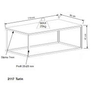Couchtisch >2117-01< in Aluminium Silber Unikat, Metall - 110x41x60cm (BxHxT)
