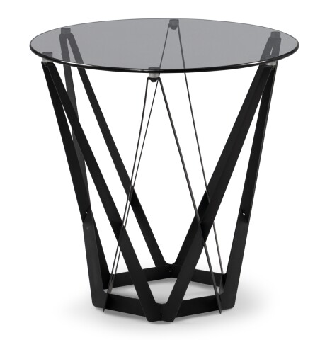 Beistelltisch >Mia< in grau/schwarz, Metall / Glas - 50x50cm (HxD)