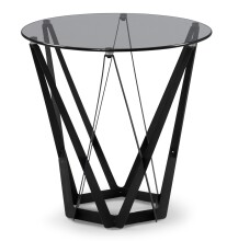 Beistelltisch >Mia< in grau/schwarz, Metall / Glas...