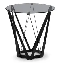 Beistelltisch >Mia< in grau/schwarz, Metall / Glas...