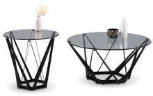 Beistelltisch >Mia< in grau/schwarz, Metall / Glas - 50x50cm (HxD)