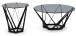 Beistelltisch >Mia< in grau/schwarz, Metall / Glas - 50x50cm (HxD)