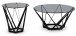 Beistelltisch >Mia< in grau/schwarz, Metall / Glas - 50x50cm (HxD)