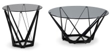 Couchtisch >Mia< in grau/schwarz, Metall / Glas - 40x80cm (HxD)