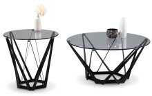 Couchtisch >Mia< in grau/schwarz, Metall / Glas - 40x80cm (HxD)