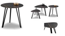 Couchtisch >Liv< in schwarz / Keramik dunkel, Metall / Keramik - 50x50cm (HxD)