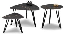 Couchtisch >Liv< in schwarz / Keramik dunkel, Metall / Keramik - 50x50cm (HxD)