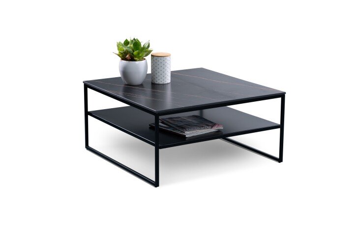 Couchtisch >Medina< in schwarz / Keramik dunkel - 75x38x75 (BxHxT)