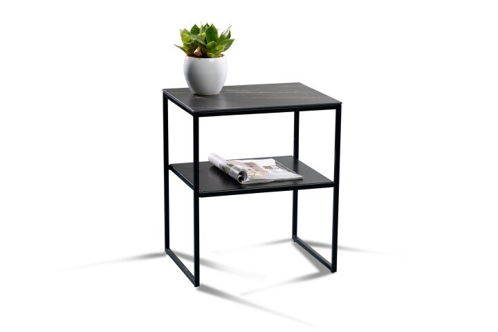 Couchtisch >Medina< in schwarz / Keramik dunkel - 50x59x40 (BxHxT)