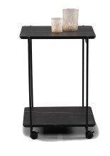 Beistellwagen >Passo< in schwarz / Marmoroptik, Metall / MDF - 45x65x37 (BxHxT)