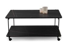 Beistellwagen >Passo< in schwarz / Marmoroptik,...
