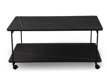 Beistellwagen >Passo< in schwarz / Marmoroptik, Metall / MDF - 100x45x62 (BxHxT)