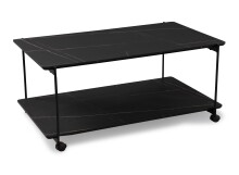 Beistellwagen >Passo< in schwarz / Marmoroptik, Metall / MDF - 100x45x62 (BxHxT)