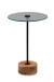 Beistelltisch >Pori< in Schwarz, Akaziefarben, Holz, Metall, Glas - 53x35 (HxD)