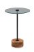 Beistelltisch >Pori< in Schwarz, Akaziefarben, Holz, Metall, Glas - 53x35 (HxD)