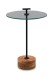 Beistelltisch >Pori< in Schwarz, Akaziefarben, Holz, Metall, Glas - 56x40 (HxD)