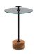 Beistelltisch >Pori< in Schwarz, Akaziefarben, Holz, Metall, Glas - 56x40 (HxD)