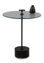 Beistelltisch >Pori< in Schwarz, Holz, Metall, Glas...