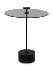 Beistelltisch >Pori< in Schwarz, Holz, Metall, Glas - 59x50cm (HxD)