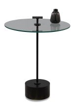 Beistelltisch >Pori< in Schwarz, Holz, Metall, Glas...