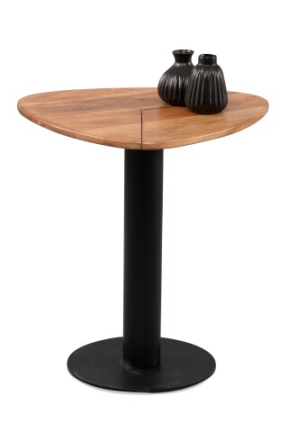 Couchtisch >Teo< in schwarz / Akazie, Metall / Massivholz - 48x52x48cm (BxHxT)