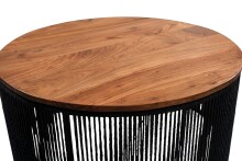 Beistelltisch >Simon< in schwarz / Akazie, Metall / Massivholz - 45x40cm (HxD)