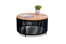 Couchtisch >Simon< in schwarz / Akazie, Metall /...
