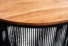 Couchtisch >Simon< in schwarz / Akazie, Metall / Massivholz - 40x75cm (HxD)