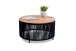 Couchtisch >Simon< in schwarz / Akazie, Metall / Massivholz - 40x75cm (HxD)