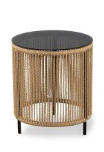Beistelltisch >Simon< in beige / grau, Metall, Glas - 46x40cm (HxD)