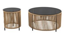 Beistelltisch >Simon< in beige / grau, Metall, Glas - 46x40cm (HxD)