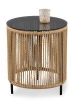 Beistelltisch >Simon< in beige / grau, Metall, Glas...