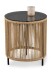 Beistelltisch >Simon< in beige / grau, Metall, Glas - 46x40cm (HxD)