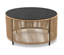 Couchtisch >Simon< in beige / grau, Metall / Glas - 40x75cm (HxD)