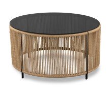 Couchtisch >Simon< in beige / grau, Metall / Glas - 40x75cm (HxD)