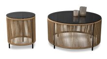 Couchtisch >Simon< in beige / grau, Metall / Glas - 40x75cm (HxD)