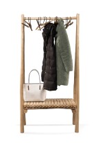 Garderobenständer >Samuel< in hellbraun, Massivholz - 80x160x40cm (BxHxT)