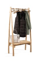 Garderobenständer >Samuel< in hellbraun, Massivholz - 80x160x40cm (BxHxT)