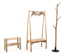 Garderobenständer >Samuel< in hellbraun, Massivholz - 80x160x40cm (BxHxT)