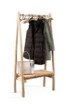 Garderobenständer >Samuel< in hellbraun, Massivholz - 80x160x40cm (BxHxT)